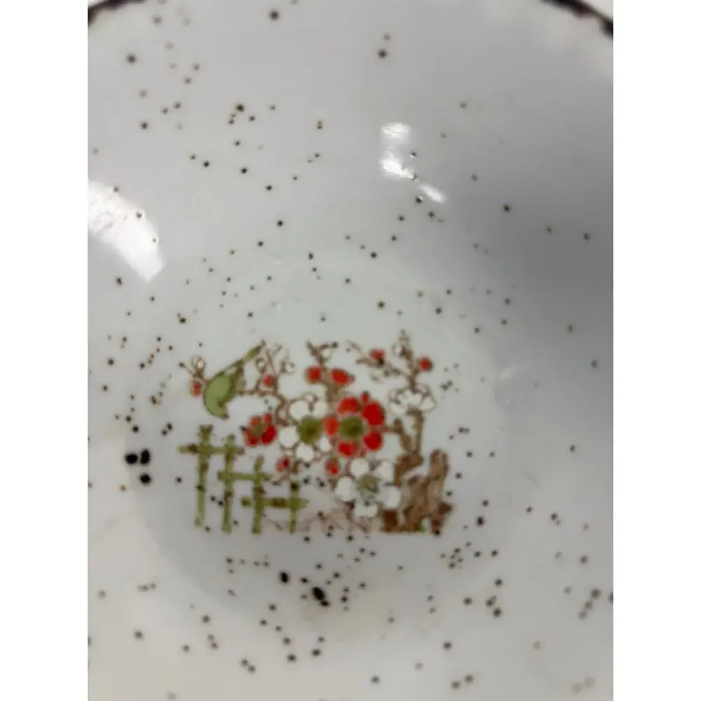 Vintage Otagiri Japan Floral Speckled Stoneware Pair 2 Cereal Bowls Replacement